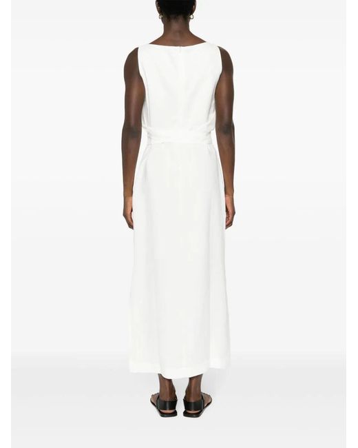Brunello Cucinelli White Knot Detailed Sleeveless Maxi Dress