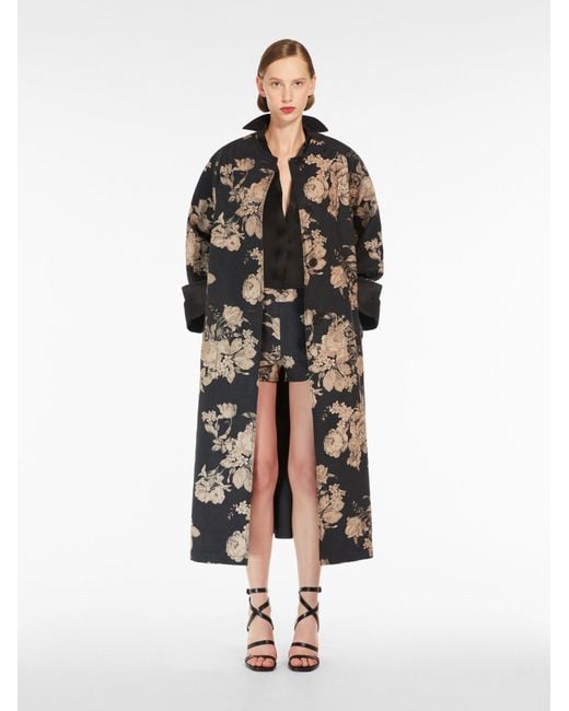 Max Mara Multicolor Floral Pattern Coat
