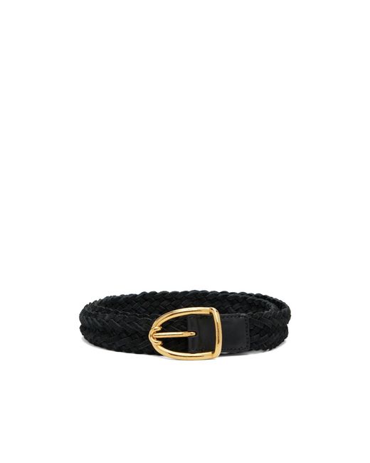 Tom Ford White Woven Suede Angled Buckle Belt for men