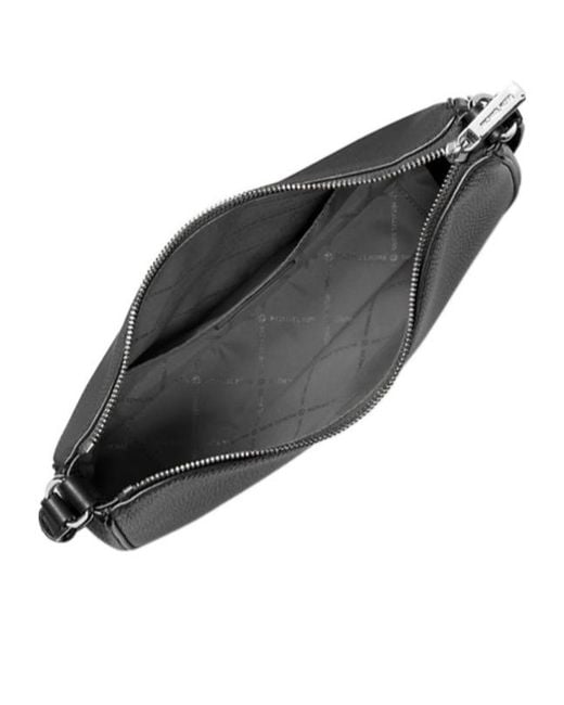 Michael Kors Black Nayla Medium Pebbled Leather Messenger Bag