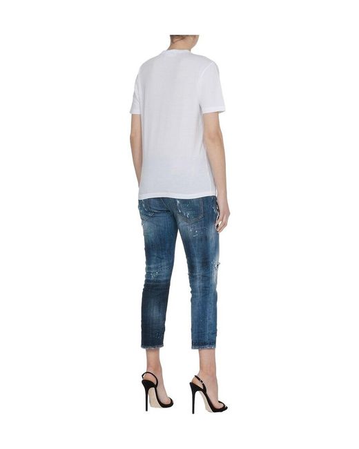 DSquared² White Logo Details T-Shirt