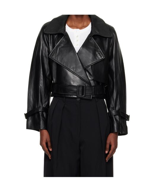 Nour Hammour Black Hatti Cropped Leather Jacket