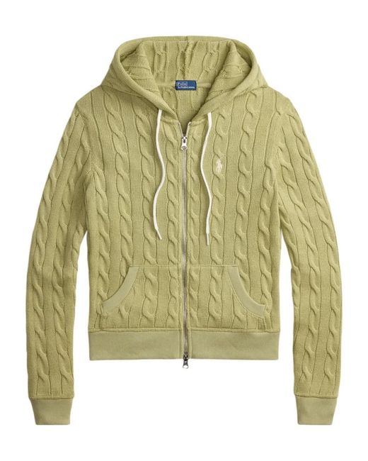 Polo Ralph Lauren Green Zip-Up Cable-Knit Hoodie
