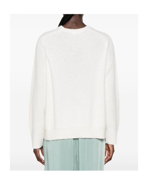 Fabiana Filippi White Shimmer Round Neck Sweater
