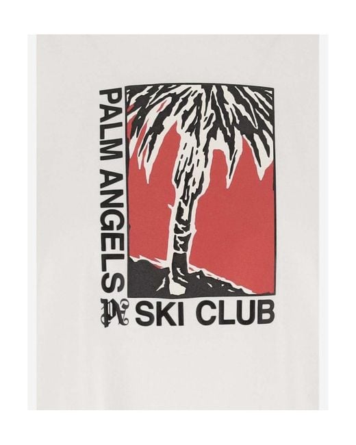 Palm Angels White Graphic Printed Crewneck T-Shirt