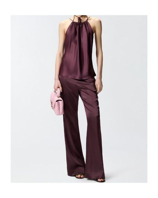 Pinko Purple Pinolo Flared Satin Trousers