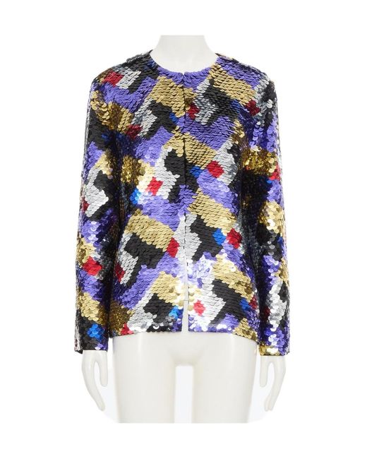 Valentino Blue Crew Neck Long-Sleeved Casual Jacket