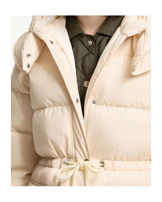 Moncler Natural Pic Hooded Long Down Jacket