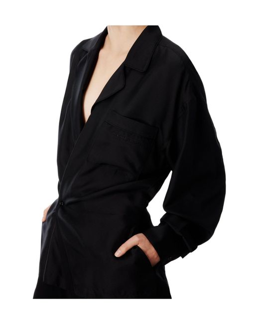 Alexander Wang Black Twill Wrap Mini Dress