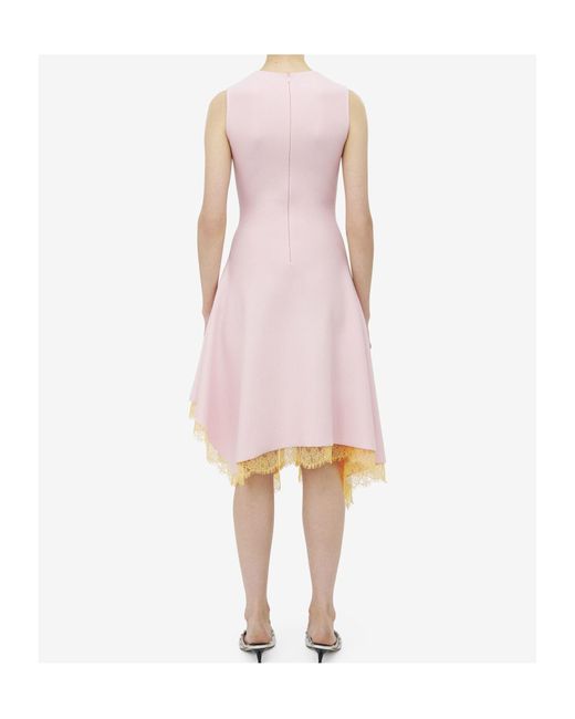 McQueen Pink Lace Detail Asymmetric Dress