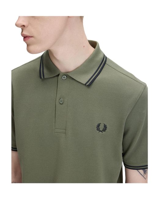 Fred Perry Green Solid Color Polo Shirt for men