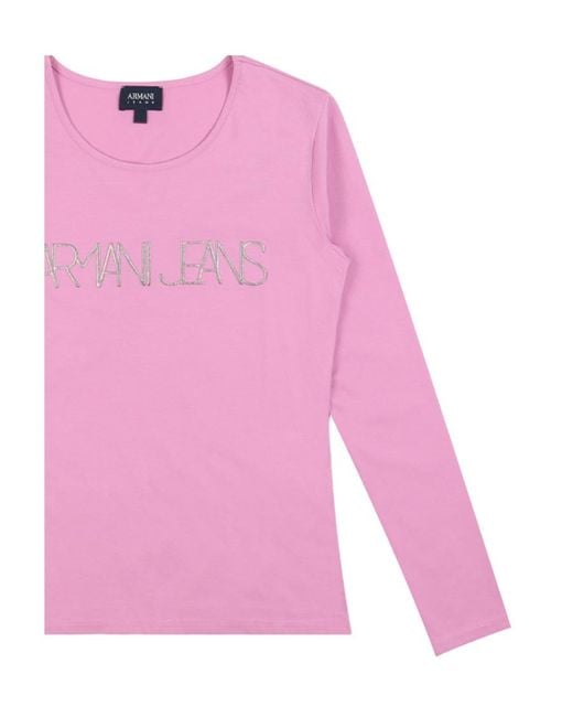 Armani Jeans Pink Long-Sleeved T-Shirt