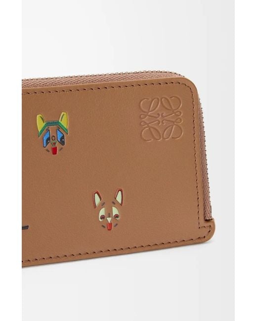 Loewe Brown Futurist Cat Printed Card Holder