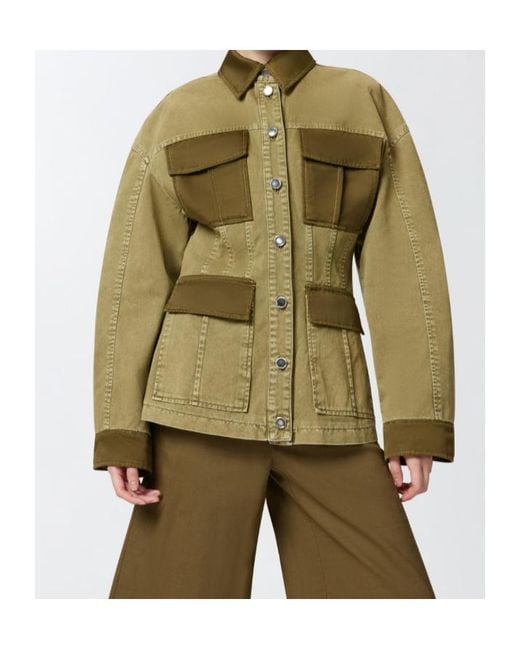 Pinko Green Cotton Bomber Jacket