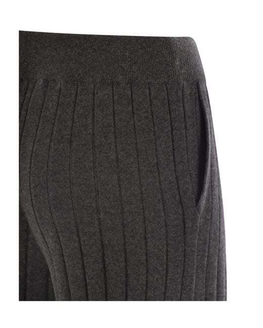 Brunello Cucinelli Black Elasticated Waistband Knitted Trousers
