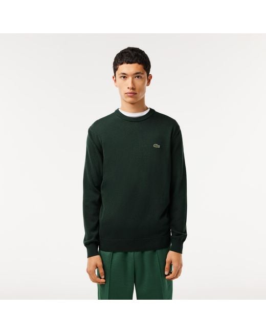 Lacoste Green Logo Patch Crewneck Sweatshirt for men