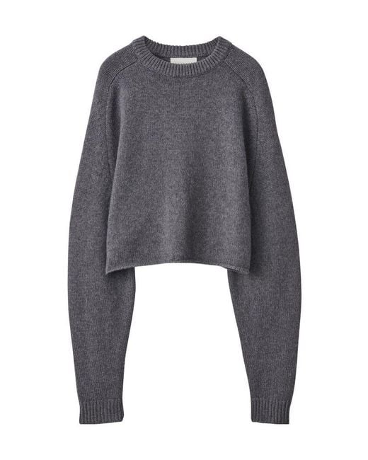 Lisa Yang Gray Long-Sleeved Crew Neck Sweater