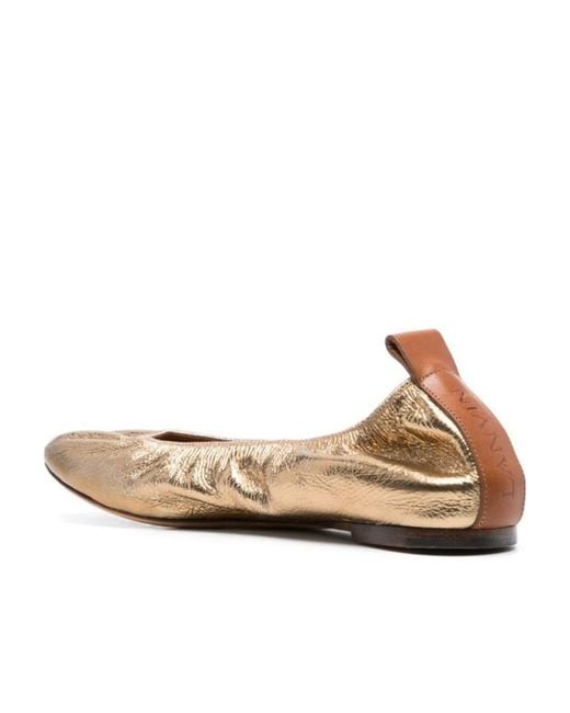 Lanvin Multicolor Ruched Detail Round-Toe Ballerina Shoes