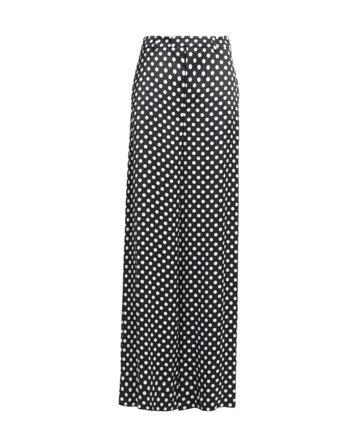 Saint Laurent Black Satin Polka Dot High Waist Wide Leg Pants