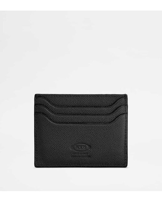 Tod's Black Calf Leather Card Holder for men