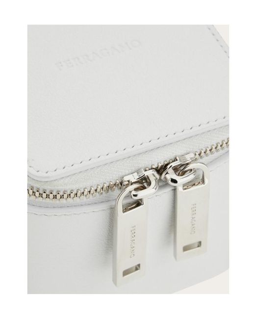 Ferragamo White Geometric Design Mini-Bag