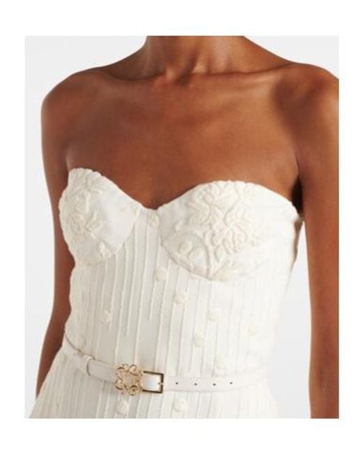 Elie Saab White Embroidered Cady Midi Dress