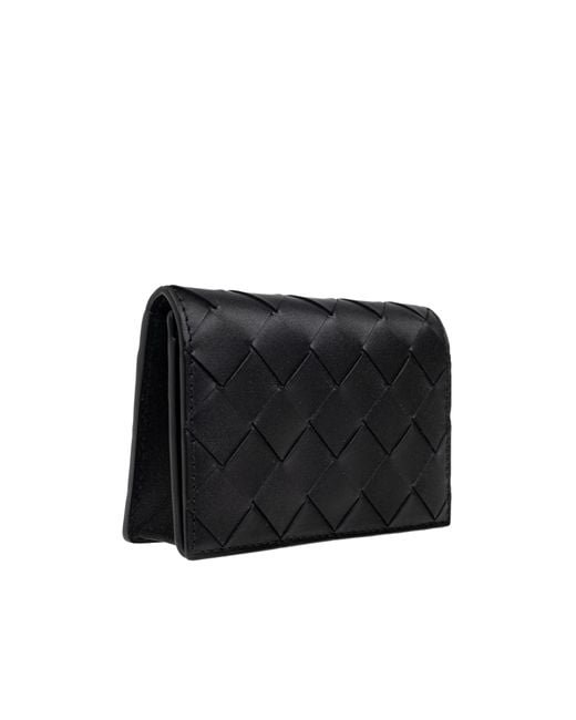 Bottega Veneta Black Woven Business Card Holder for men