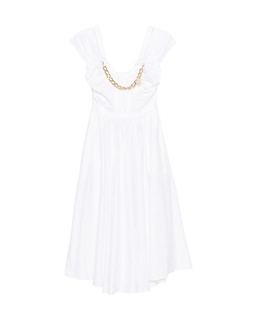 Elisabetta Franchi White Chain-Embellishment Mini Dress