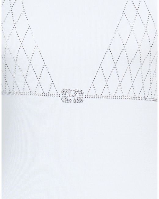 Ganni White Logo Crew Neck Tank Top