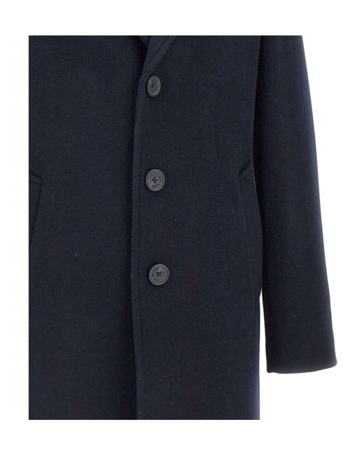Manuel Ritz Blue Single-Breasted Tailored Coat for men