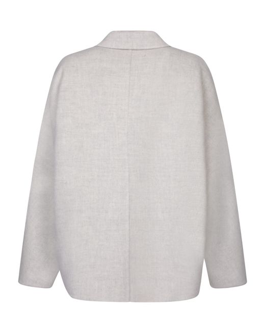 Brunello Cucinelli Gray Double-Breasted Long Sleeved Coat
