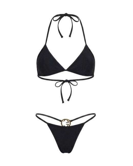 Gucci White Stretch Jersey Bikini With Interlocking G