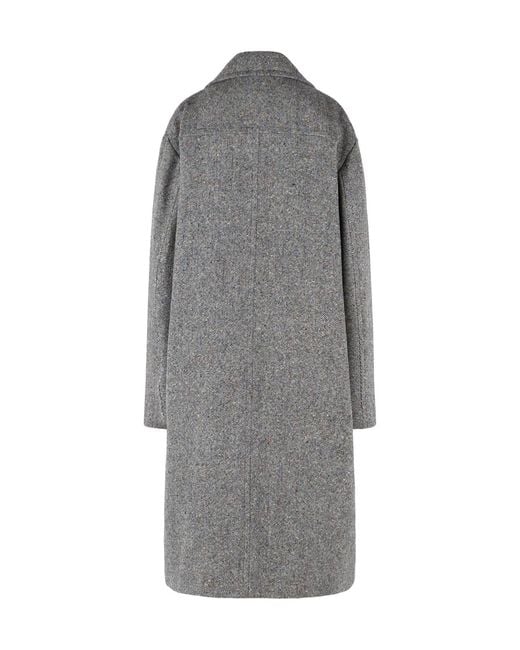 Dries Van Noten Gray Oversized Tweed Coat for men