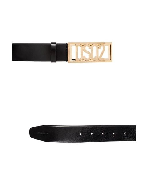 DSquared² White Logo Plaque Buckle Belt for men