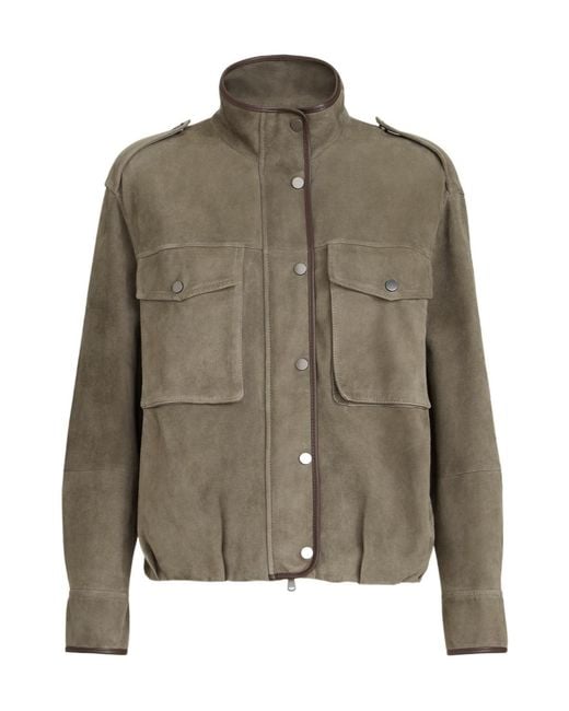 Brunello Cucinelli Green Leather Jacket