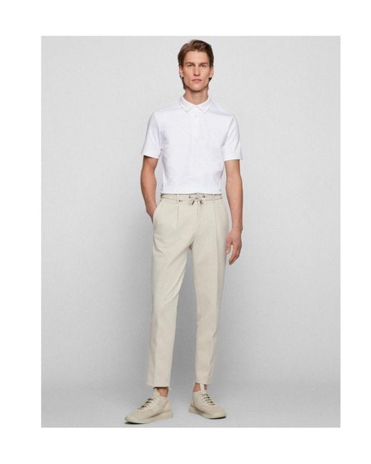 Boss White Boss Button Detailed Slim Fit Polo Shirt for men