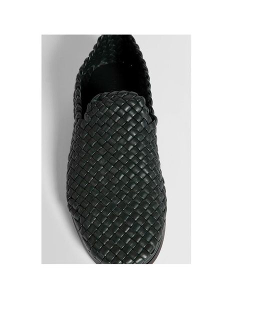 Bottega Veneta Black Intrecciato Motif Slip-On Shoes for men