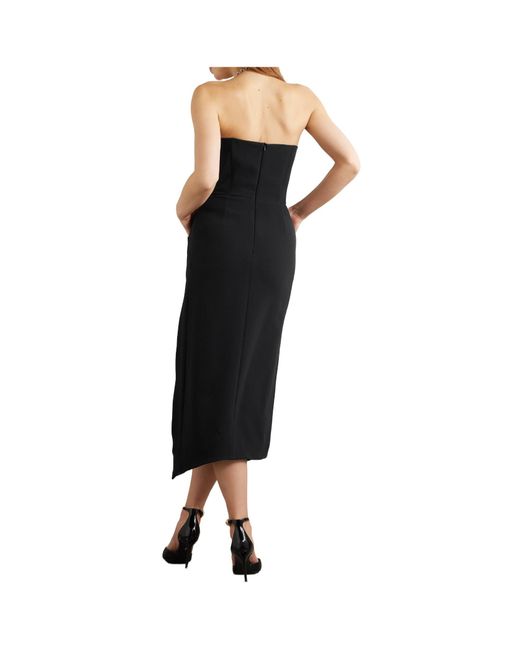 David Koma Black Strapless Midi Dress With Embellishments