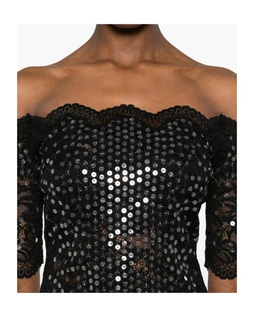 Rabanne Black Sequin Lace Top