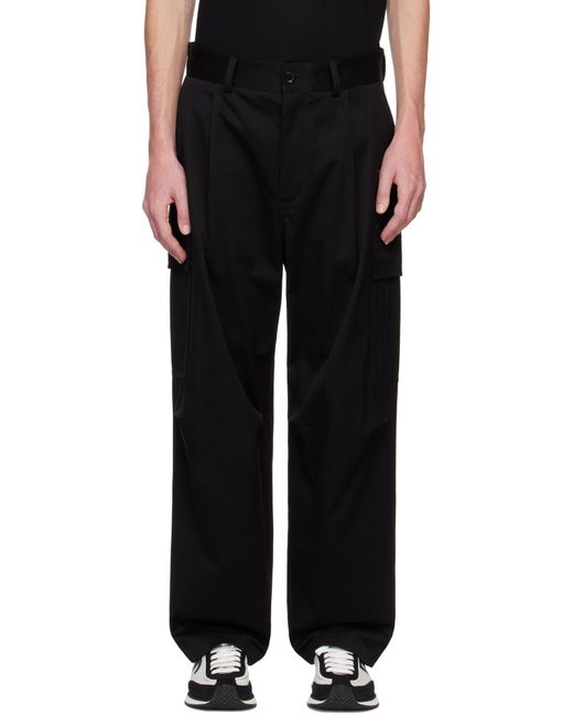 Dolce & Gabbana Black Logo Embroidered Straight Leg Pants for men