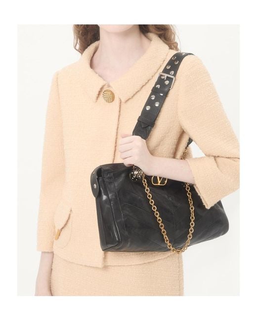 Valentino Natural Logo Plaque Button Embellished Jacket
