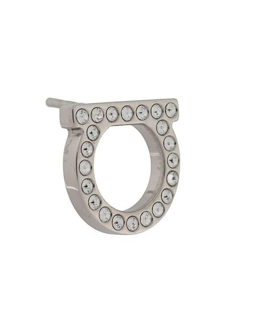 Ferragamo White Ferragamo Gancini Embellished Large Earrings