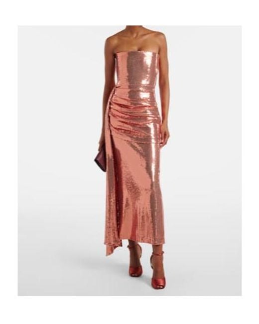 Alex Perry Red Draped Sequined Corset Dress