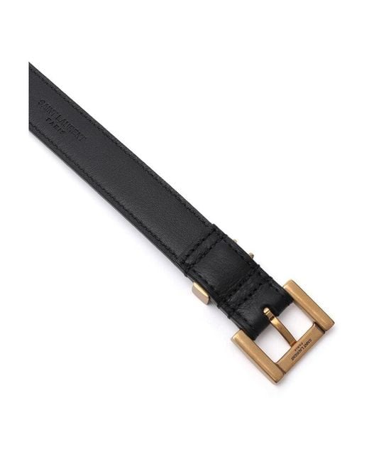Saint Laurent White Monogram Narrow Belt
