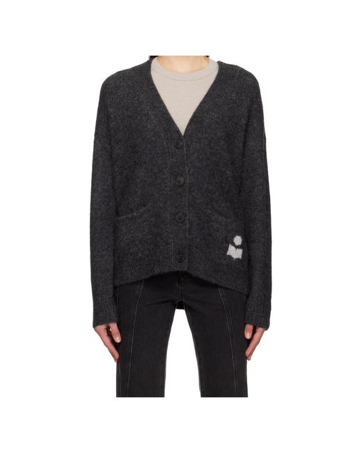 Isabel Marant Black Eborah Button-Down Long-Sleeve Knit Sweater