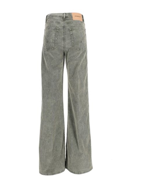 Dondup Gray Logo Patch Straight-Leg Pants