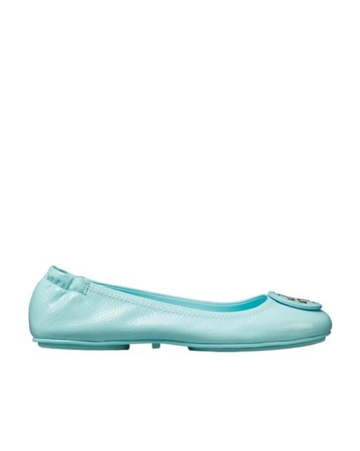 Tory Burch Green Minnie Travel Ballerina Flat Shoes