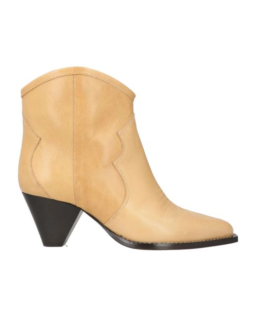 Isabel Marant Natural Minimalist Solid Leather Ankle Boots