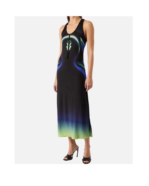 Casablanca Blue Sporchid Printed Maxi Dress