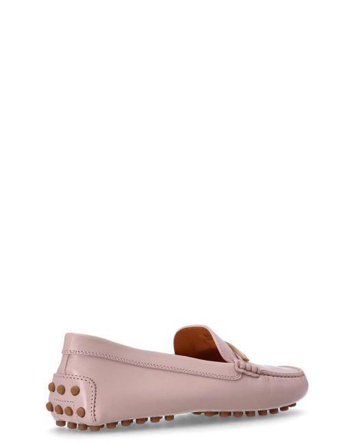 Tod's Pink Logo Plaque Loafers